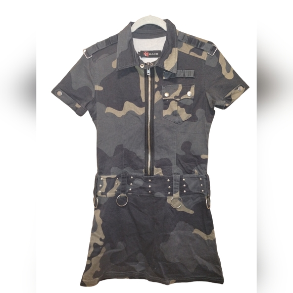 GOTH CAMO ILLIG BRAND MILITARY MINI DRESS SIZE L - Picture 11 of 11